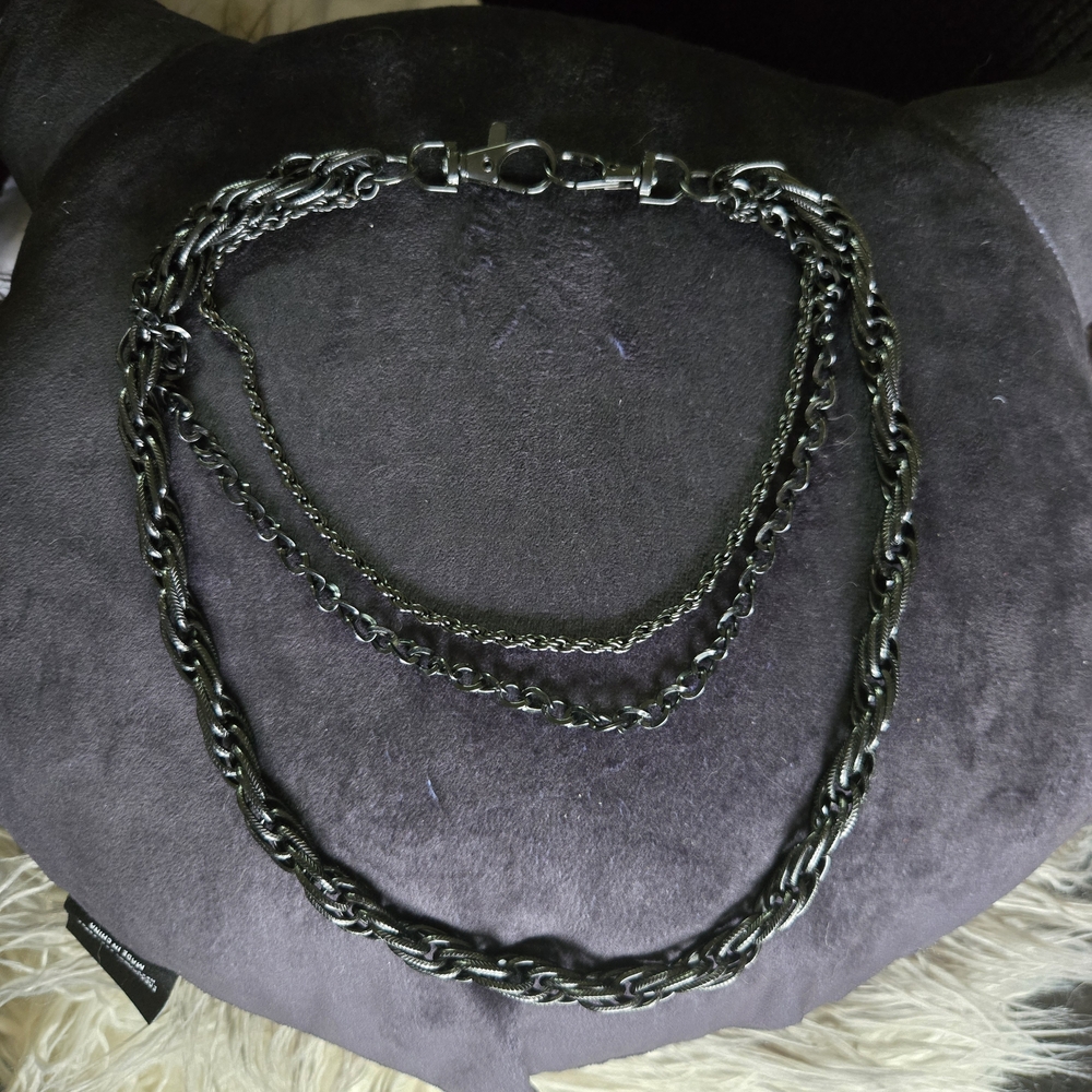 Triple Layer Black Chain Necklace